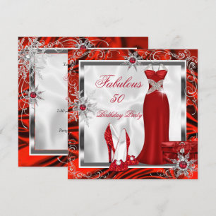 Fabulous Party Red Silver Dress Heels H7 Invitation