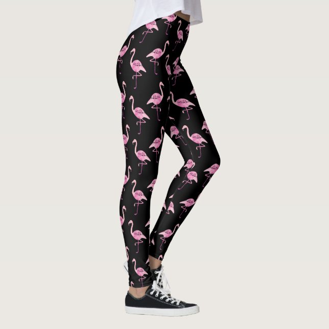 Fabulous Pink Flamingo Watercolor Pattern Leggings (Right)
