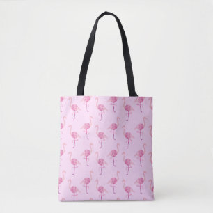 Fabulous Pink Flamingo Watercolor Pattern Tote Bag