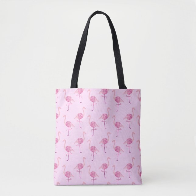 Fabulous Pink Flamingo Watercolor Pattern Tote Bag (Front)