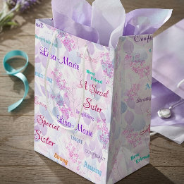 Fabulous Pink Floral Special Sister Medium Gift Bag