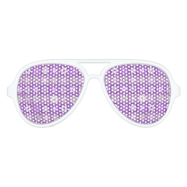 Fabulous Purple Snowflakes Aviator Sunglasses (Front)