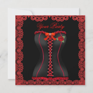Fabulous Red Lace Corset Party Invitation