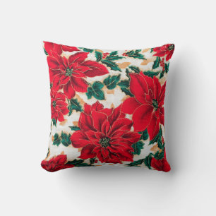 Fabulous Red Poinsettias Throw pillow