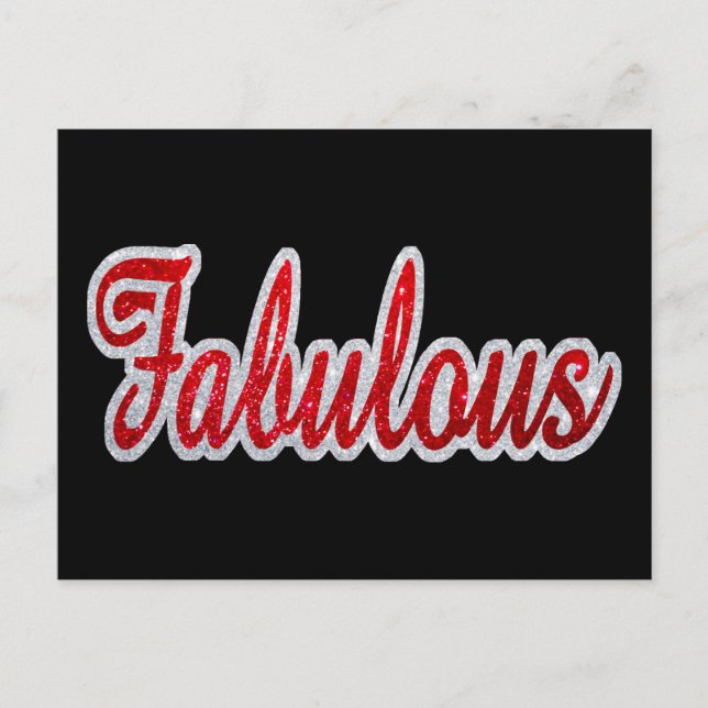 Fabulous - Red & Silver Glitter Postcard (Front)