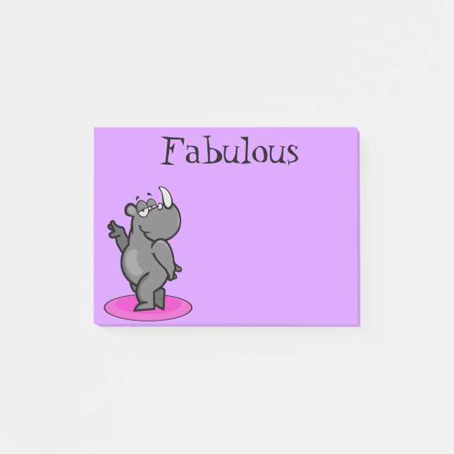 Fabulous Rhino Cartoon Post-it Notes (Front)