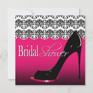 Fabulous Scalloped Damask Stiletto Bridal Shower Invitation