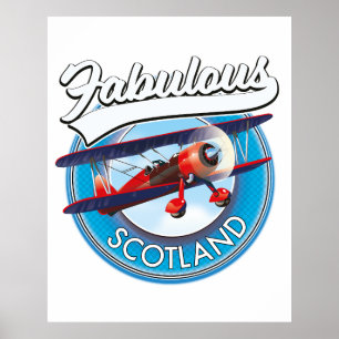 Fabulous Scotland retro style travel patch Poster