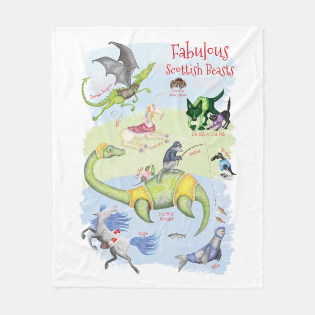 Fabulous Scottish Beasts kids' fleece blanket (Front)