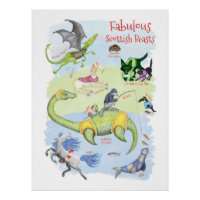 Fabulous Scottish Beasts kids' room glossy poster