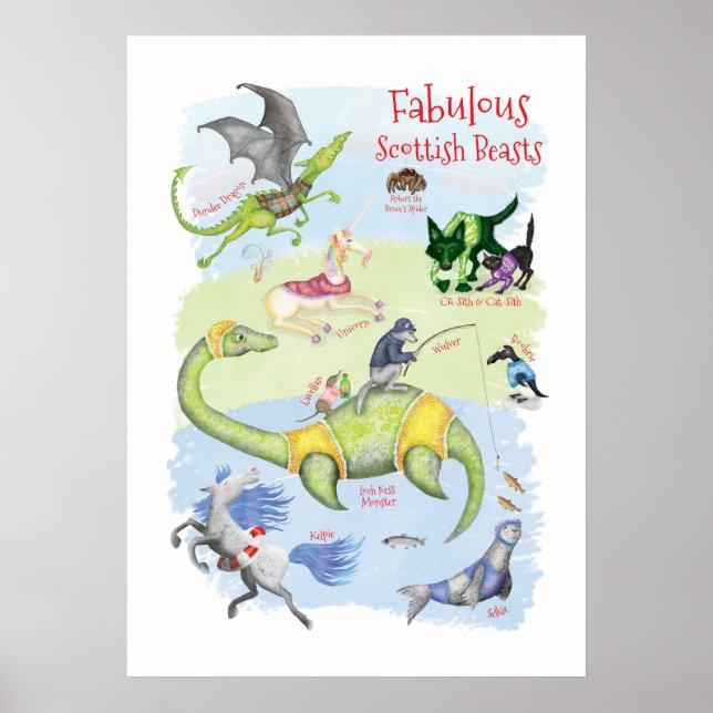 Fabulous Scottish Beasts kids' room poster (Front)