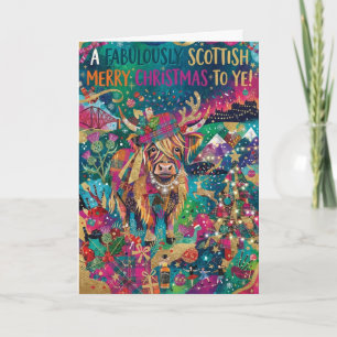 Fabulous Scottish Christmas Highland Cow Card