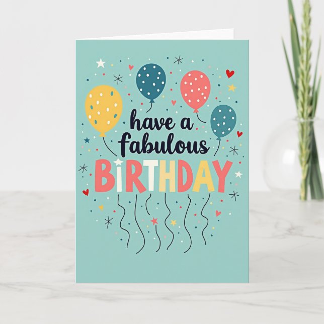 Fabulous Script Birthday Card (Front)