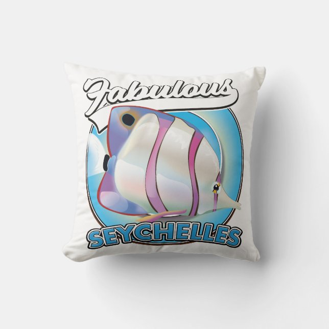 Fabulous Seychelles retro logo Cushion (Front)
