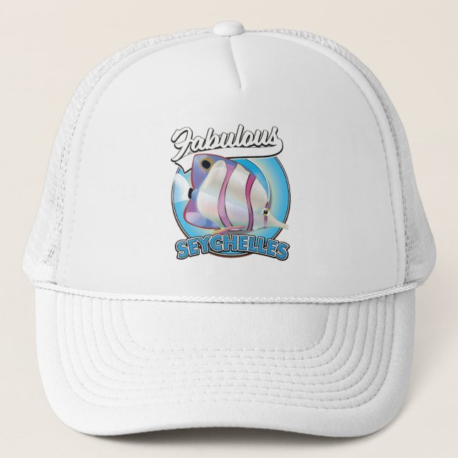 Fabulous Seychelles retro logo Trucker Hat (Front)