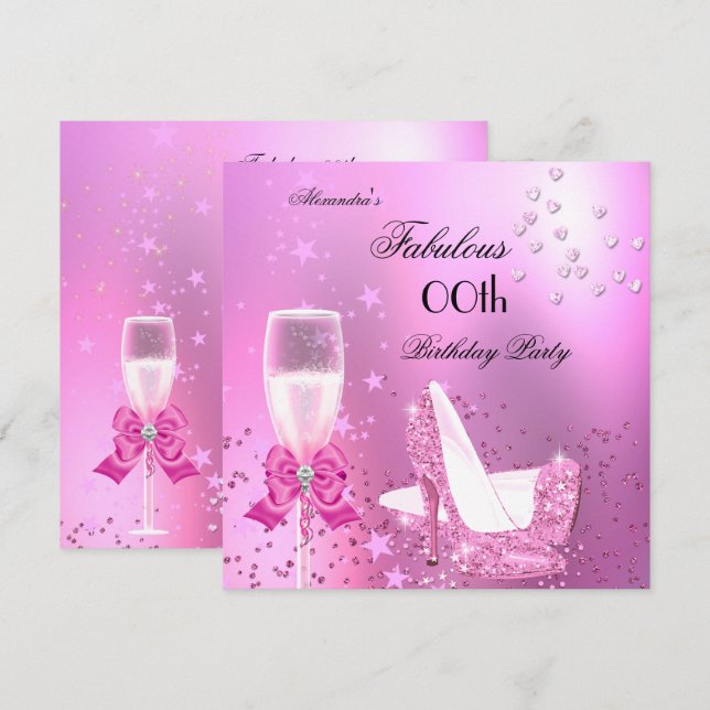 Fabulous Shimmer Light Pink Heels Birthday Invitation (Front/Back)