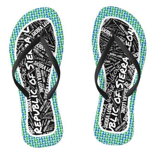 Fabulous Sierra Leone Flag Colours Patriotic Flip Flops (Footbed)