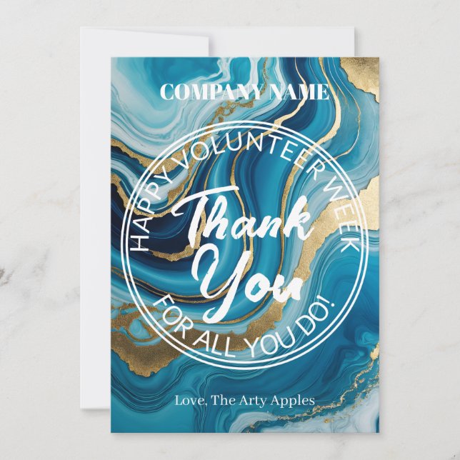 Fabulous simple Volunteer thank you Card (Front)