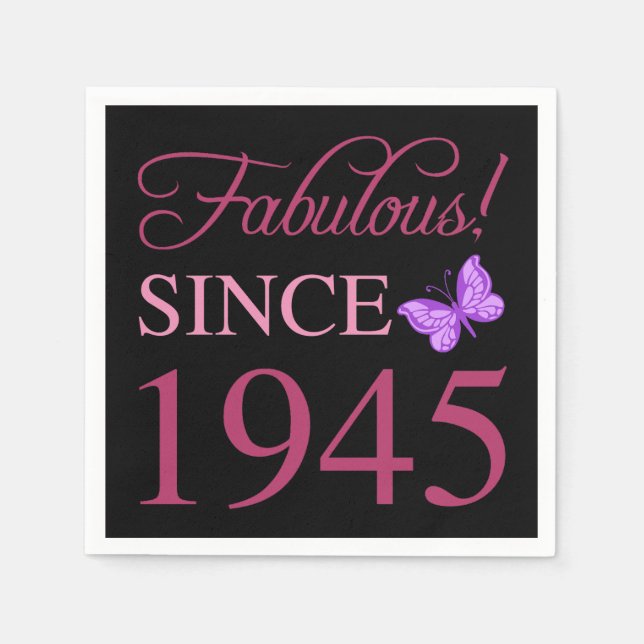 Fabulous Since 1945 80th Birthday Napkin (Front)