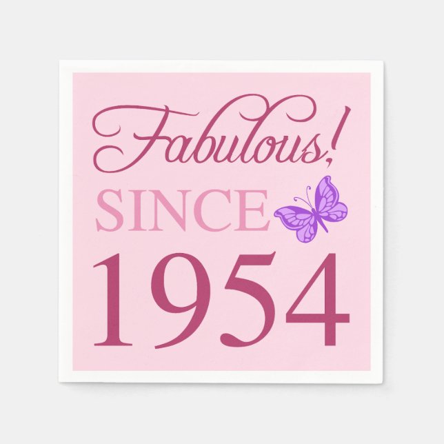 Fabulous Since 1954 70th Birthday Napkin (Front)