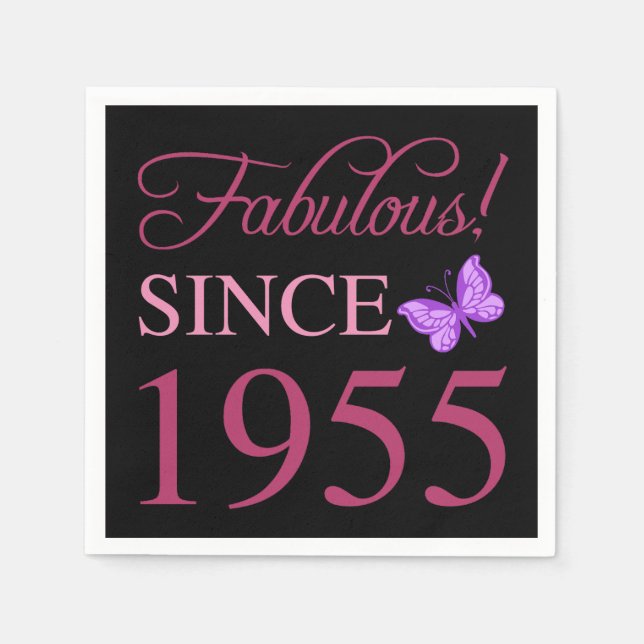 Fabulous Since 1955 70th Birthday Napkin (Front)
