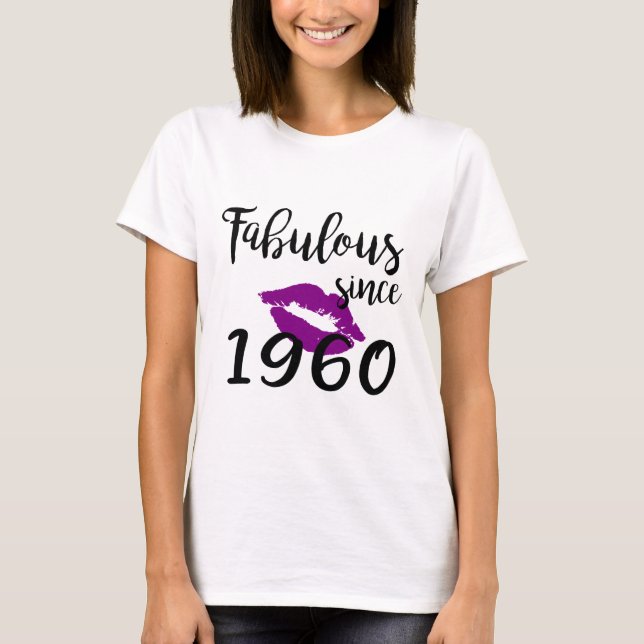 Fabulous Since 1960 Glam Kiss Birthday Women Lips T-Shirt (Front)