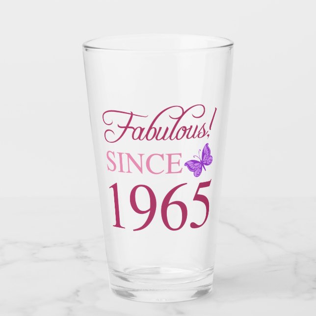 Fabulous Since 1965 60th Birthday Glass (Front)