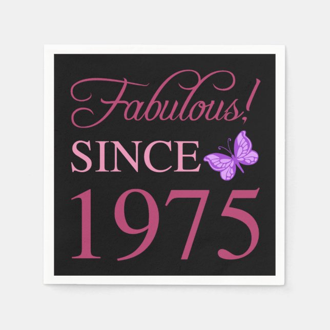 Fabulous Since 1975 50th Birthday Napkin (Front)