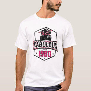 Fabulous Since 1980 42Th Birthday Leopard Messy Bu T-Shirt