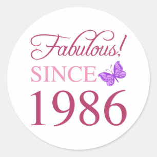 Fabulous Since 1986 40th Birthday Classic Round Sticker