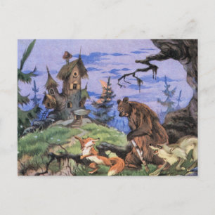 Fabulous stand in the style of a forest fairy tale postcard