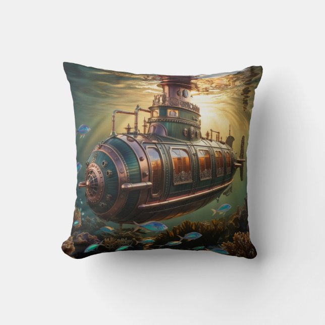 Fabulous Steampunk Submariner Vessel Cushion (Front)