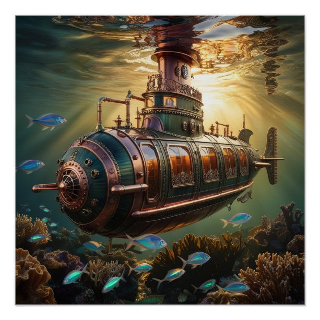 Fabulous Steampunk Submariner Vessel Poster (Front)