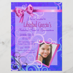 Fabulous Sweet 15 Quinceañera Party Photo Invitation