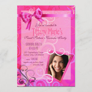 Fabulous Sweet 16 Karaoke Birthday Party Photo Invitation