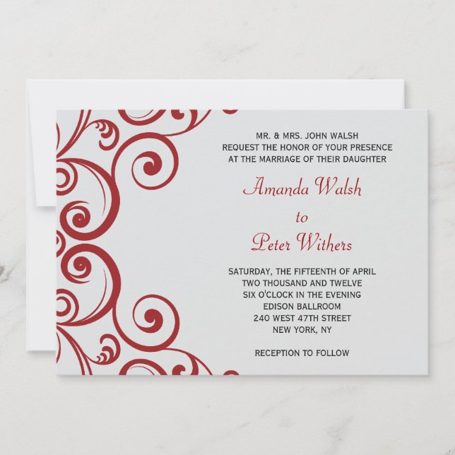Fabulous Swirls Wedding Invitation (Front)