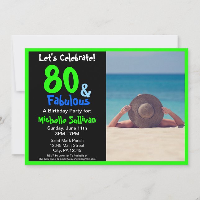 Fabulous Tropical Photo Birthday Party Invitation (Front)
