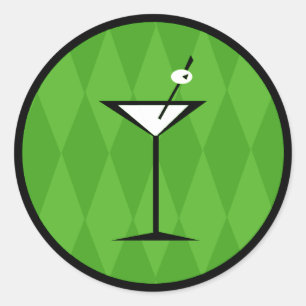 Fabulous Vintage Style Martini Classic Round Sticker