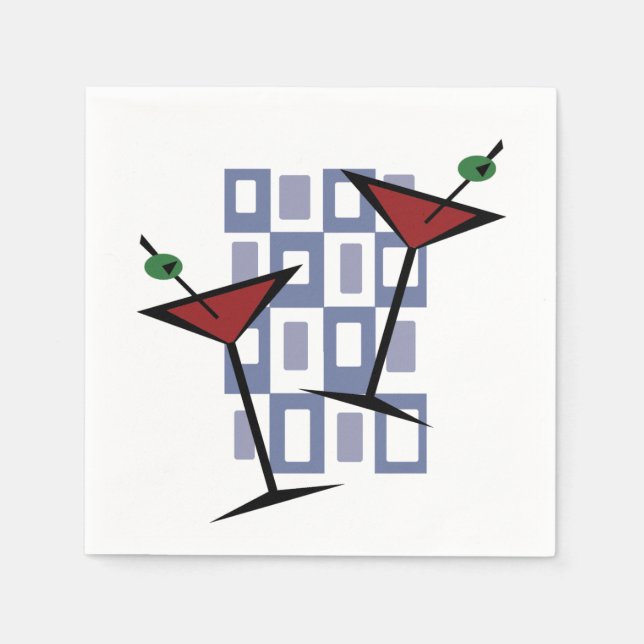 Fabulous Vintage Style Martini Napkin (Front)