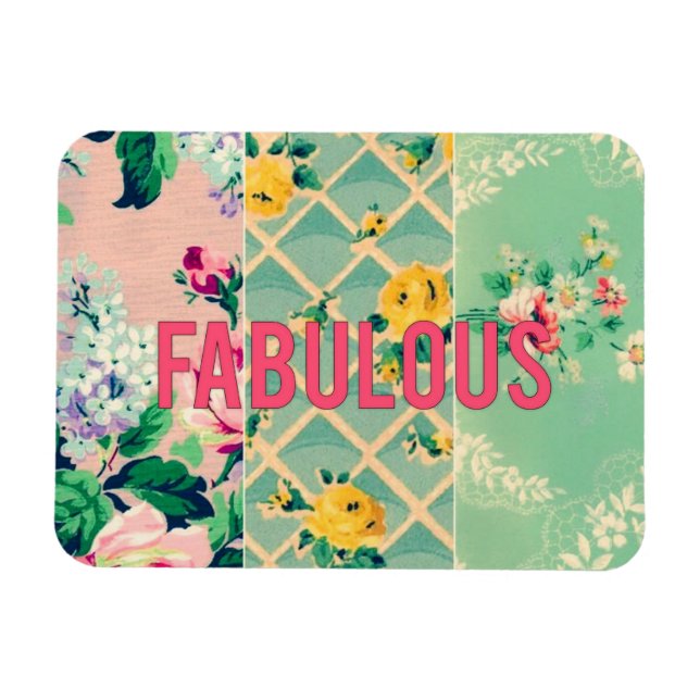 Fabulous vintage wallpaper collage magnet (Horizontal)