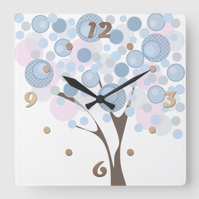 Fabulous, wood, square wall clock (Front)