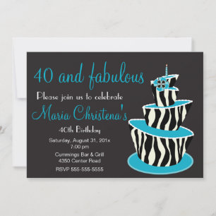 Fabulous Zebra Birthday Party Invitation (Blue)
