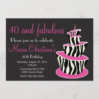 Fabulous Zebra Birthday Party Invitation (Pink)