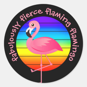 'Fabulously Fierce Flaming Flamingo' Pride Classic Round Sticker