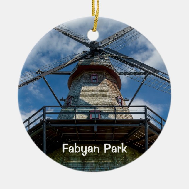 Fabyan Park Dutch Smock Mill Ceramic Tree Decoration (Front)