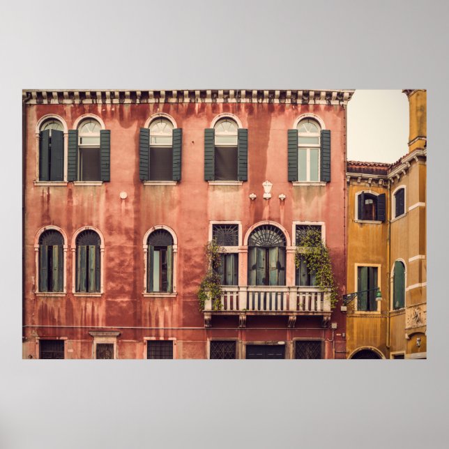 Facade of a typical old house in Venice,  Italy,   Poster (Front)
