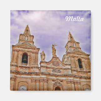 Façade of church in Mellieha village in Malta Magnet