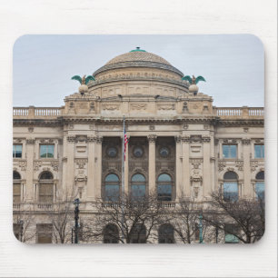 facade of landmark milwaukee public library  mouse mat