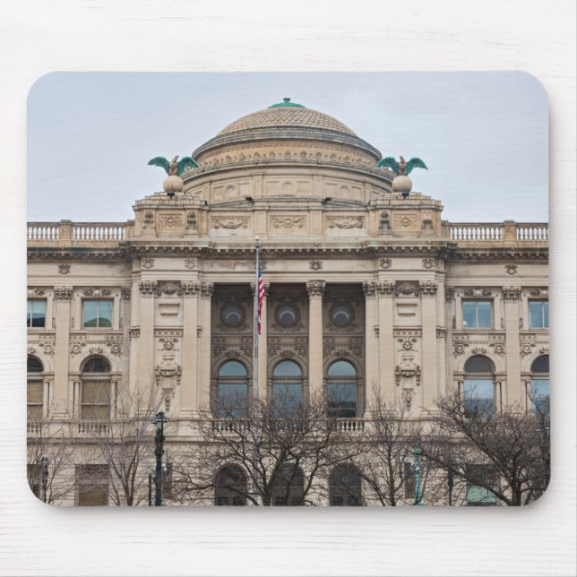 facade of landmark milwaukee public library  mouse mat (Front)