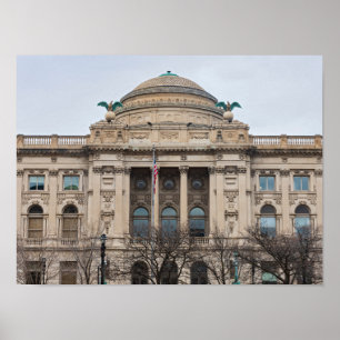 facade of landmark milwaukee public library poster